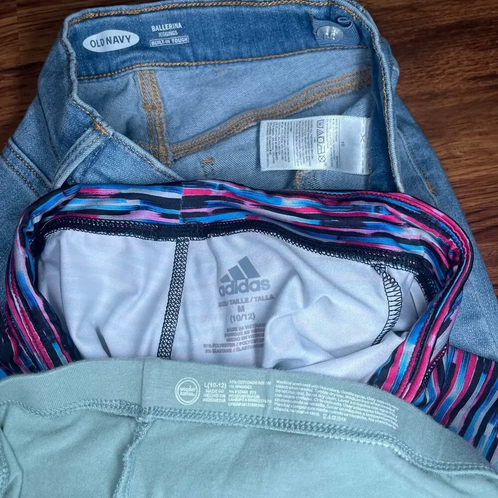 Old Navy Girls Distressed Skinny Jeans & Adidas Wonder Nation Leggings Bundle